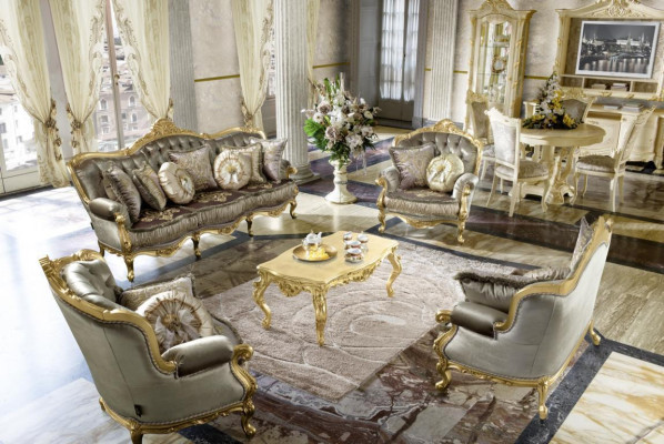 Armchair Relax Fabric Lounge Club Upholstery Design Couch Sofa Seat Luxury Gold New