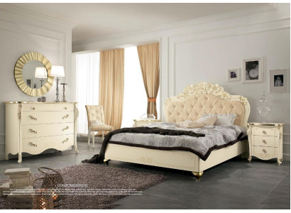 Beige bed wooden bed bedroom design beds Italian art deco Italy new