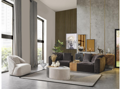 4-seater sofa set armchair four-seater sofa modern black fabric new