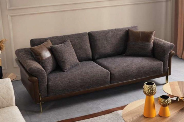 3-seater gray sofa living room classic design elegant style 230cm