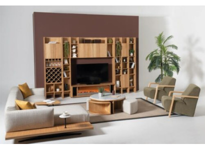Living room wall unit wood luxury set new style modern luxury brown