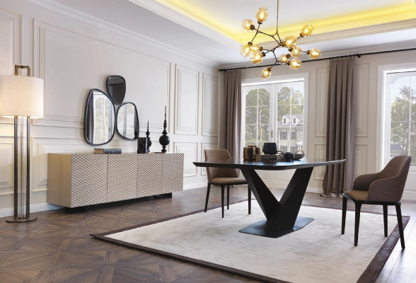 Luxury dining table design, dining room tables, metal design furniture, new.