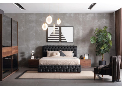 Modern bedroom set bed 2x nightstand design luxury modern new 3 pcs.