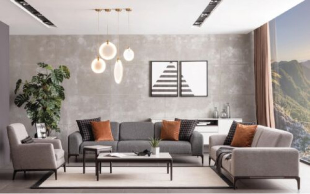 Sofa 4 seater color gray living room design style furniture modern new