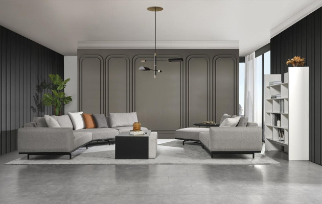 Corner sofa couch fabric living area luxury furniture U shape coffee table