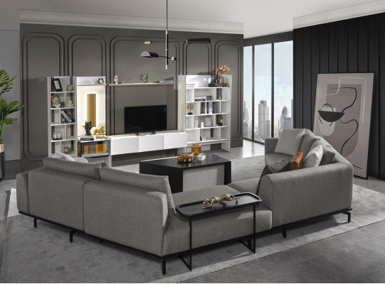 Corner sofa couch fabric living area luxury furniture U shape coffee table