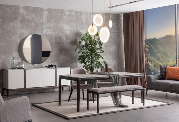Dining room dining table luxury furniture design material wood modern gray
