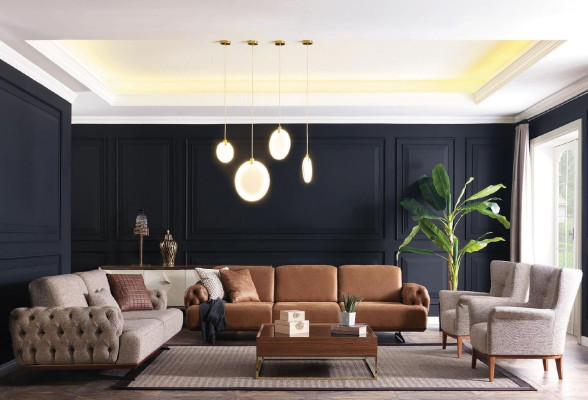Chesterfield armchair couch upholstery luxury wood with textile style modern lounge