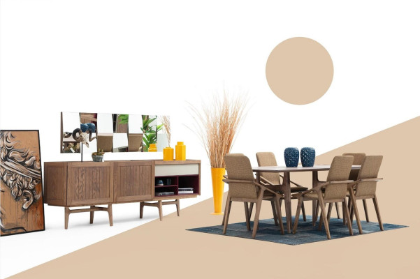 Dining Room Group Dining Table Chairs Table Wood Set 7 pcs Brown Tables New