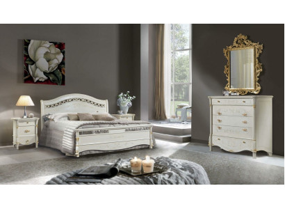 Bedroom 5-piece set bed 2x bedside table console beds double hotel upholstery