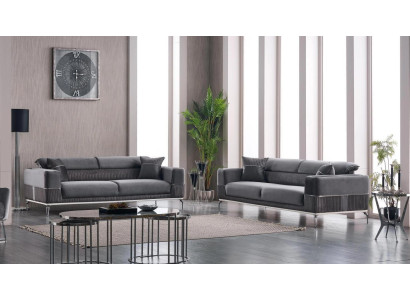 Gray designer couch, club furniture, couches, 3+3 seater upholstery, 230cm sofas.