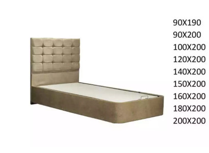 Luxurious designer bed with mattress from a European furniture manufacturer for the bedroom.