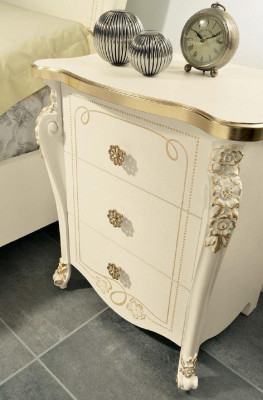 Bedroom set beige bedroom bed nightstand dresser mirror chair 6-piece.