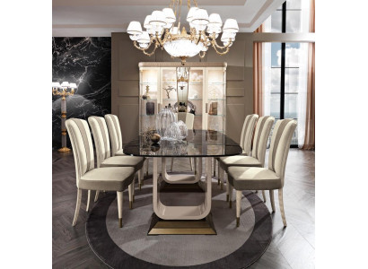 Table dining table wood dining room set 6x chair set chairs backrest group Italy