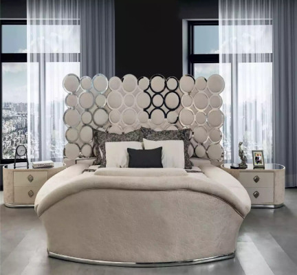 Bedroom bed 2x nightstands luxury bed set complete design furniture