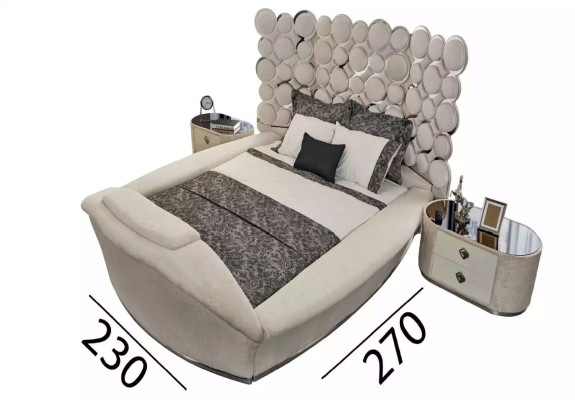 Bedroom bed 2x nightstands luxury bed set complete design furniture