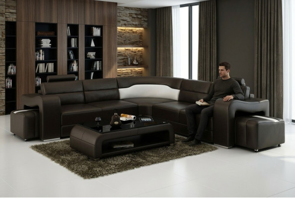 Leather Sofa Couch Living Landscape Corner Sofa Corner Suite Design Modern Sofa F3008B