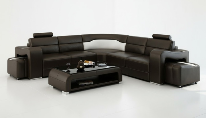 Leather Sofa Couch Living Landscape Corner Sofa Corner Suite Design Modern Sofa F3008B