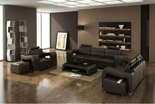 Leather Sofa Couch Living Landscape 3+2+1 Seater Suite Design Modern Sofa F3008D