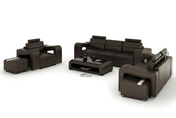 Leather Sofa Couch Living Landscape 3+2+1 Seater Suite Design Modern Sofa F3008D