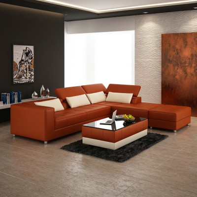 Leather sofa couch, living landscape sectional, corner sofa, corner suite, design modern sofa F3018