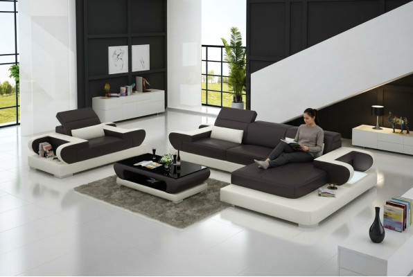 Design XXL Big Sofa Corner Sofa Leather Sofa Couch Armchair Upholstered Living Landscape G8002E