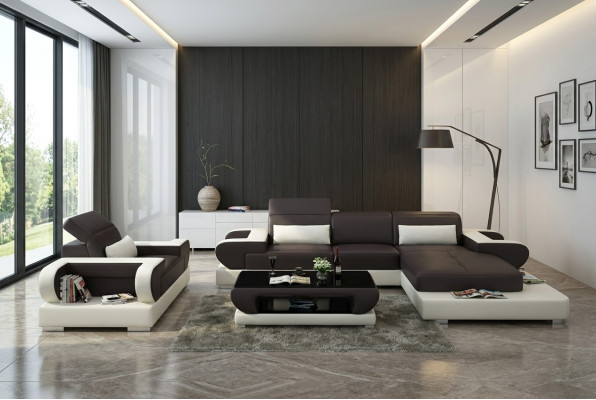 Design XXL Big Sofa Corner Sofa Leather Sofa Couch Armchair Upholstered Living Landscape G8002E