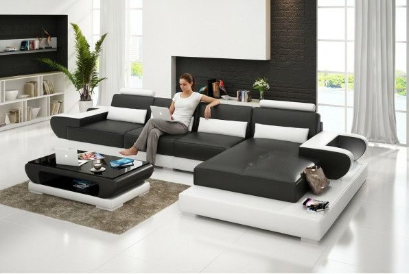 Leather sofa couch living area corner sofa corner suite design modern sofa G8003C