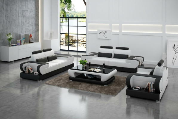 Leather Sofa Couch Living Landscape 3+2+1 Seating Set Design Modern Sofa G8003D