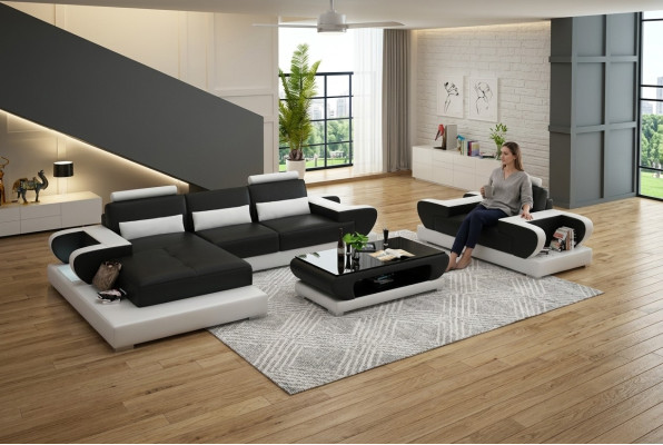 Design XXL Big Sofa Corner Sofa Leather Sofa Couch Upholstered Corner Living Landscape G8003E