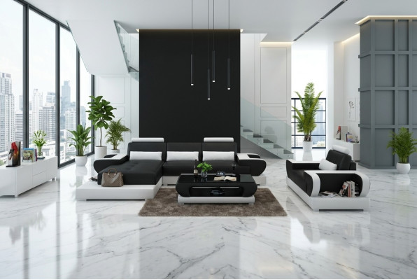 Design XXL Big Sofa Corner Sofa Leather Sofa Couch Upholstered Corner Living Landscape G8003E