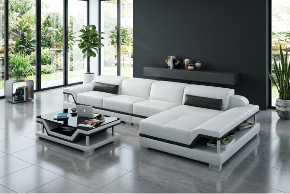 Design Leather Sofa Couch Upholstered Corner Suite Seating Suite Leather Couches 8004C