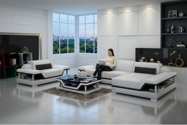 Design leather sofa couch upholstery corner living room set sofas new G8004F
