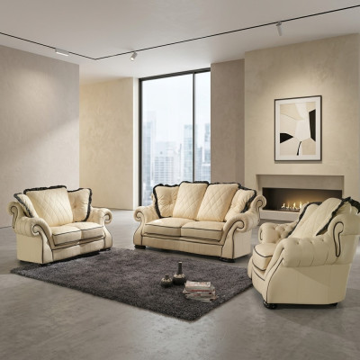 Upholstered Sofas Leather Seat XXL Big 3-Seater Sofa Couch Design Couches