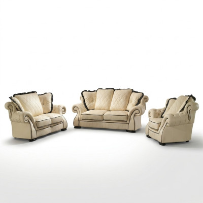 Upholstered Sofas Leather Seat XXL Big 3-Seater Sofa Couch Design Couches