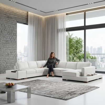 Leather sofa corner sofa sofa living landscape upholstery seating corner ensemble XXL big sofas new