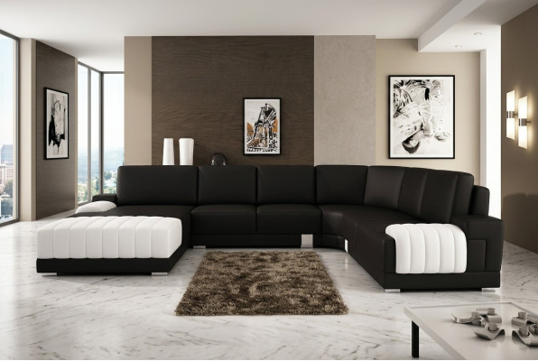Upholstered Leather Sofa Couch Upholstered Corner Seating Set U Shape XXL Big