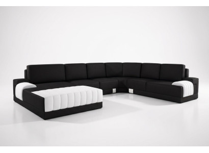 Upholstered Leather Sofa Couch Upholstered Corner Seating Set U Shape XXL Big