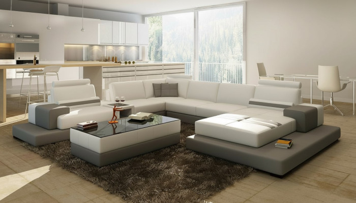 Beautiful XXL Leather Living Landscape U-Shape Corner Sofa Couch