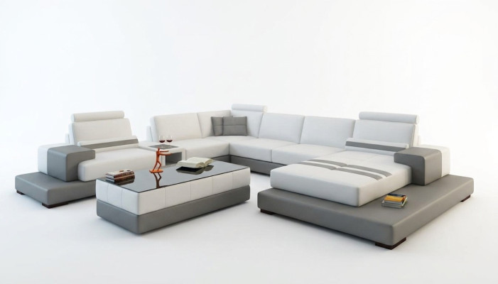 Beautiful XXL Leather Living Landscape U-Shape Corner Sofa Couch