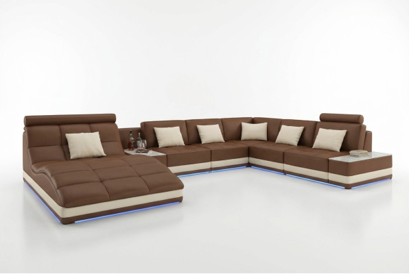 Bix XXL living landscape corner sofa leather upholstery couch U shape