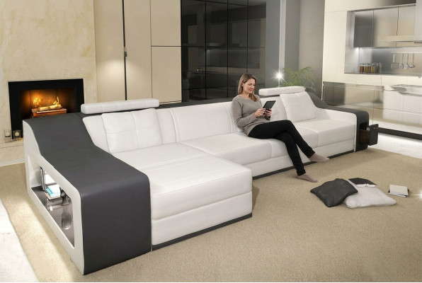Leather sofa, couch living landscape, corner sofa, corner suite, design, modern sofa, B2017B.