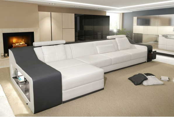 Leather sofa, couch living landscape, corner sofa, corner suite, design, modern sofa, B2017B.