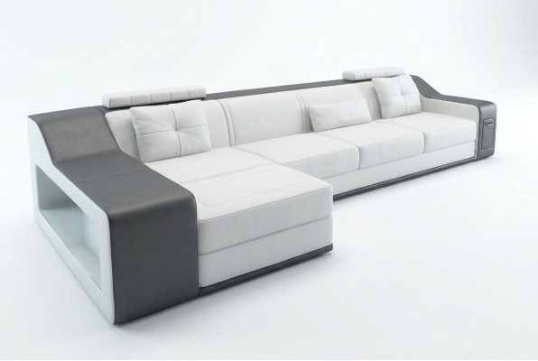 Leather sofa, couch living landscape, corner sofa, corner suite, design, modern sofa, B2017B.