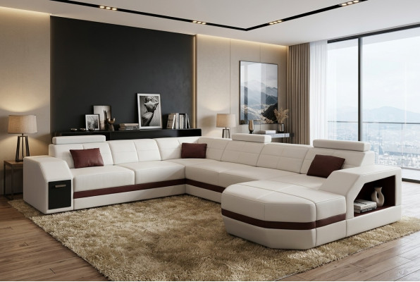 Leather Sofa Couch Living Landscape Corner Sofa Corner Suite Design Modern Sofa C4011 New
