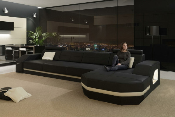 Elegant black corner sofa in L-shape Stylish furniture for your home
