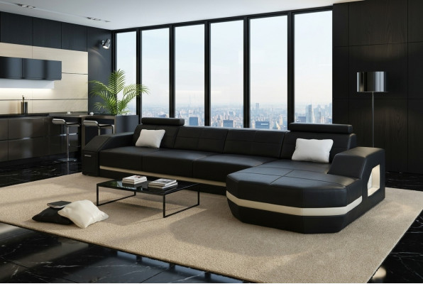 Elegant black corner sofa in L-shape Stylish furniture for your home