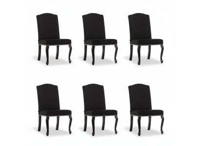 6x Design Upholstered Chair Set Textile Seat Complete Set