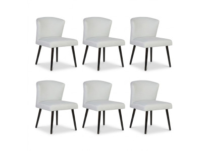 6x Leather Upholstered Seat Chairs Reclining Chair Design Lounge Club Armchair Set New
