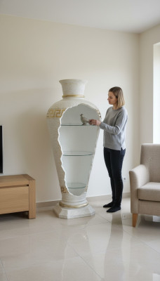 Showcase cabinet corner shelf glass amphora vase floor vase cabinet showcase cabinet lamp